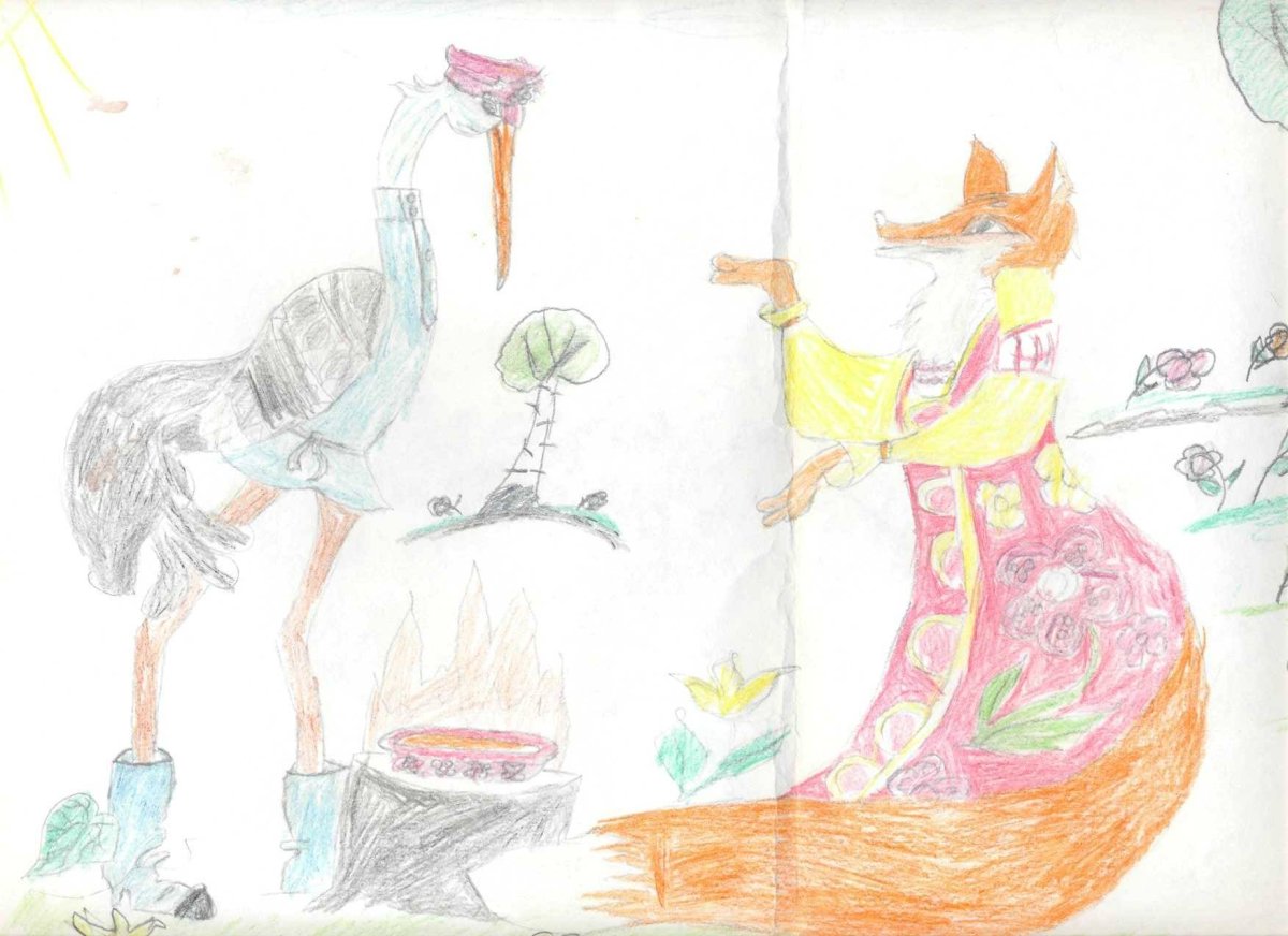 Иллюстрация к сказке лиса и журавль 2 класс