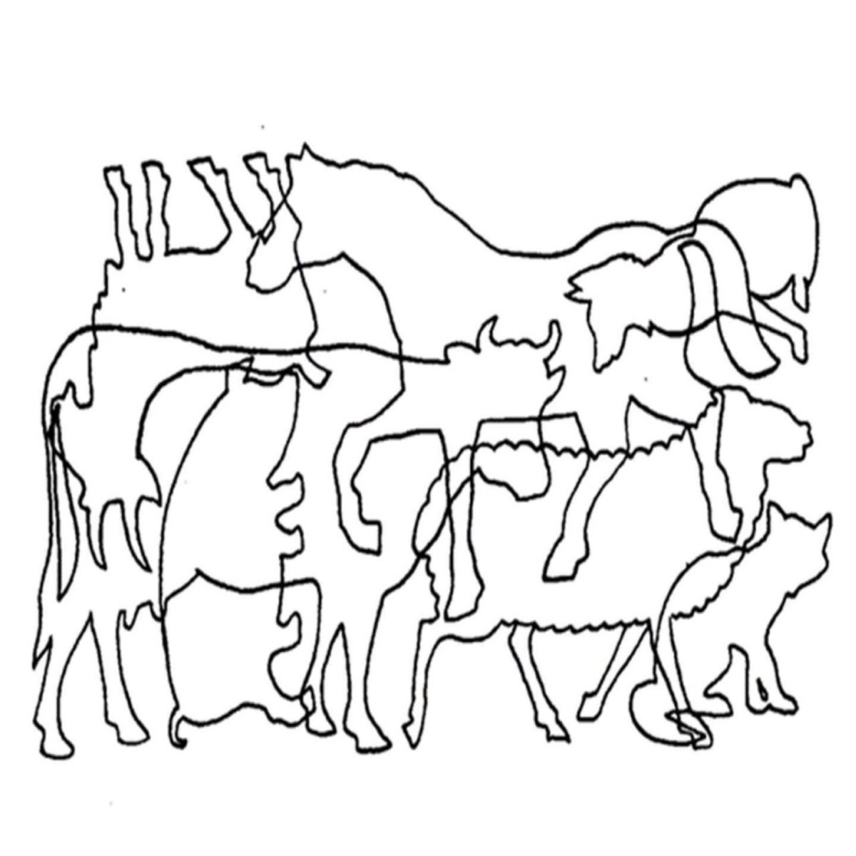 Контуры предметов наложенные друг на друга