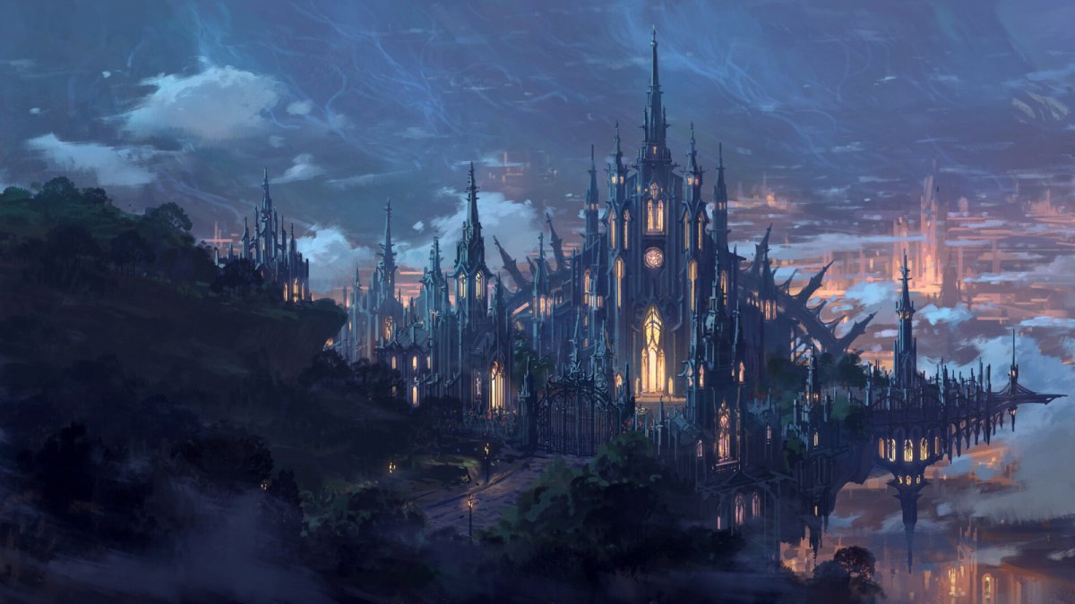 Фоны для рабочего стола фэнтези замки горы